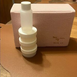 Vintage Mary Kay Pink Travel Kit with White Bottles